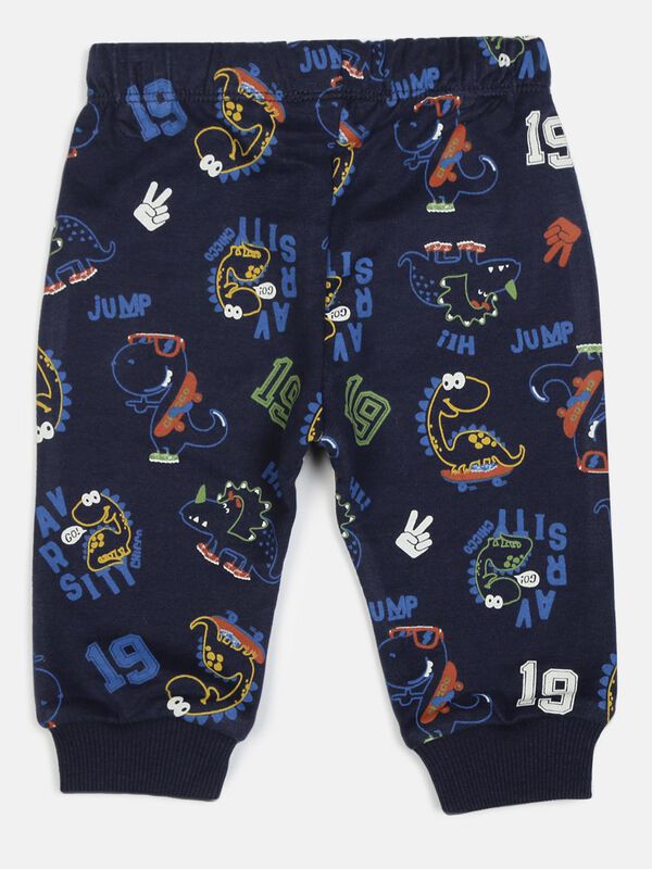 Navy Blue French Terry Sweatpants- Printed image number 1